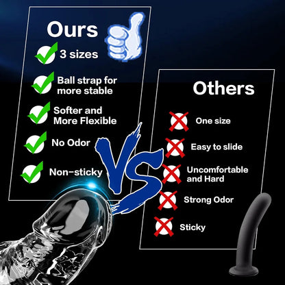 3 Sizes Reusable Penis Sleeve with Cock Ring – Soft Clear Cock Sleeve Penis Extender for Added Length & Girth, Stable Fit that Stays in Place, Sex Toys for Men & Couples