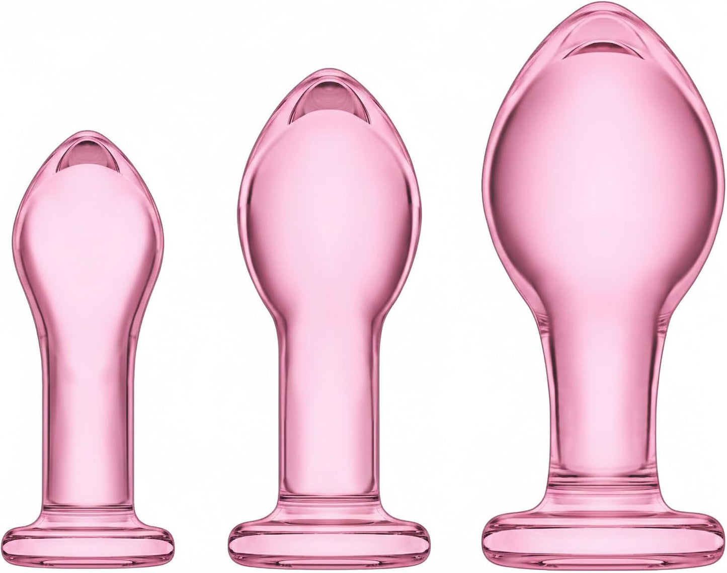 Beginner-Friendly 3-Piece Glass Anal Training Plug Set
