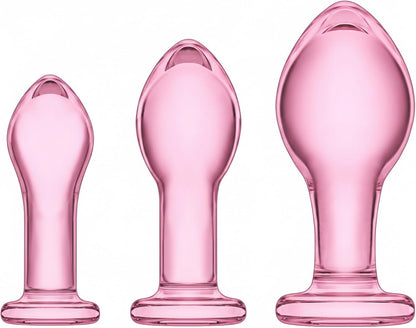 Beginner-Friendly 3-Piece Glass Anal Training Plug Set