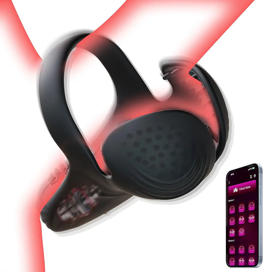 Bluetooth App-Controlled Vibrating Penis Ring with 10 Vibration Modes for Enhanced Male Stimulation