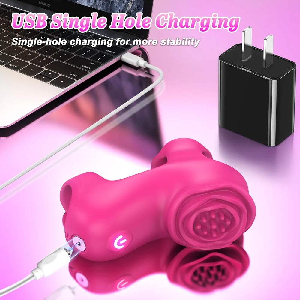 Rose-Shaped App-Controlled Clitoral Stimulator with Dual Vibration Zones