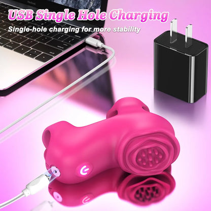 Rose-Shaped App-Controlled Clitoral Stimulator with Dual Vibration Zones