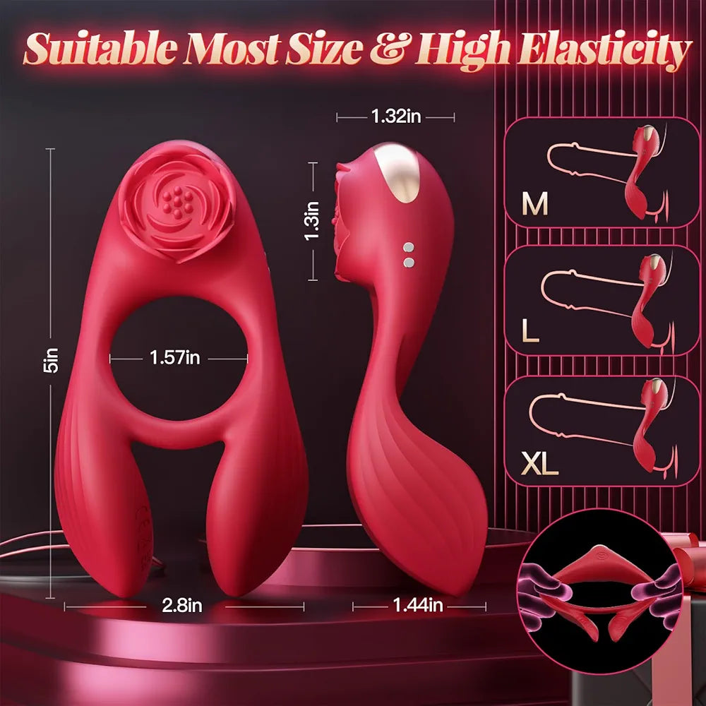 Dual-Stimulation Silicone Vibrating Penis Ring with 7 Vibration Modes for Couples