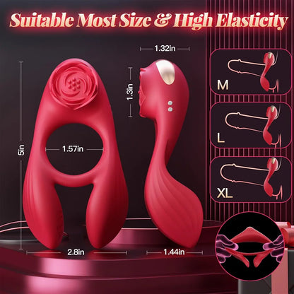 Dual-Stimulation Silicone Vibrating Penis Ring with 7 Vibration Modes for Couples