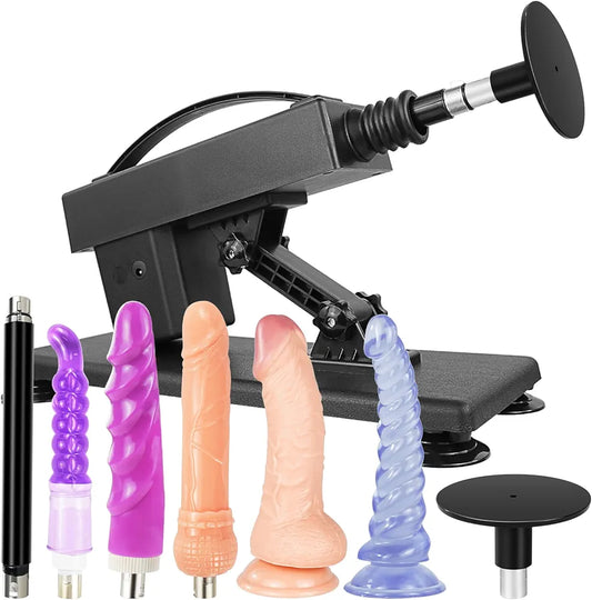 Automatic Thrusting Sex Machine with 3XLR Connector and Suction Cup Attachments for Men and Women