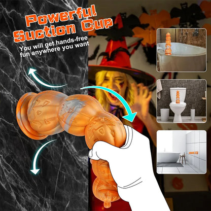 11-Inch Realistic Silicone Fantasy Dildo with Suction Cup, Ribbed Texture for G-Spot and Prostate Stimulation