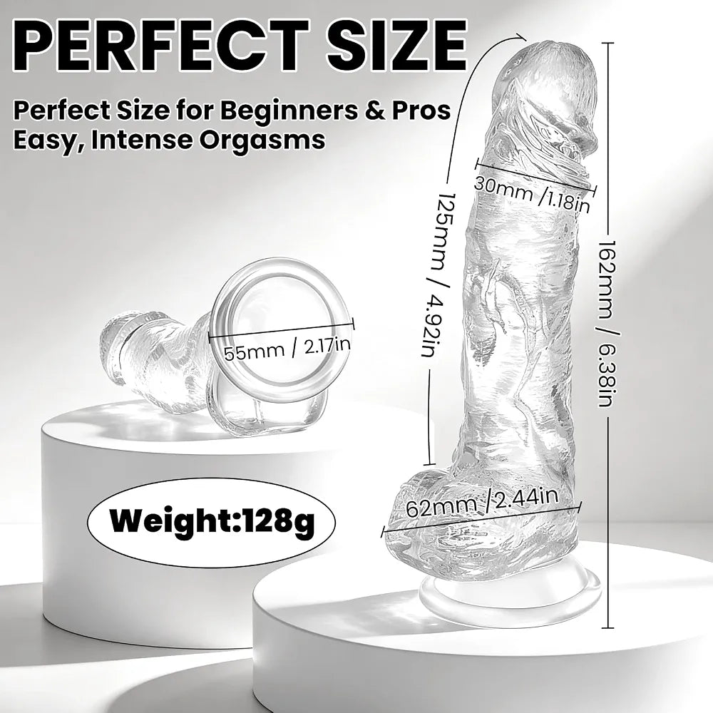 Realistic 5.1" Soft Silicone Curved Dildo with Strong Suction Cup for G-Spot Stimulation