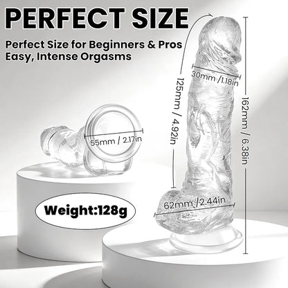 Realistic 5.1" Soft Silicone Curved Dildo with Strong Suction Cup for G-Spot Stimulation