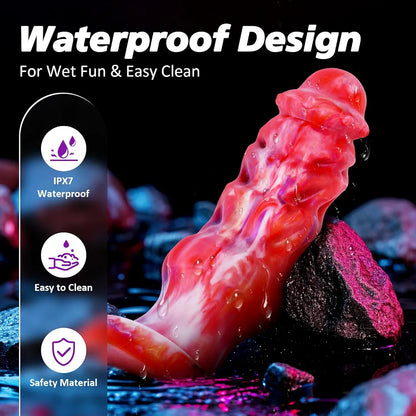 9.1 Inch Realistic Fantasy Dragon Dildo with Suction Cup - Thick Knot Design for G-Spot and Anal Stimulation