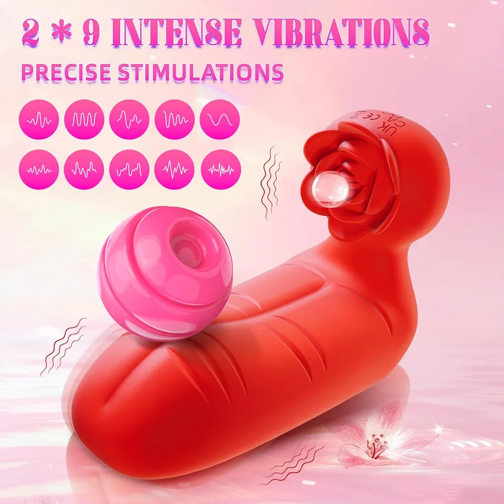 Rose-Shaped Dual-Channel Mini Vibrator for Clitoral and Nipple Stimulation