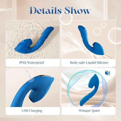 Premium Liquid Silicone Rabbit Vibrator with 10 Suction, 10 Vibration, and 7 Thrusting Modes for Couples