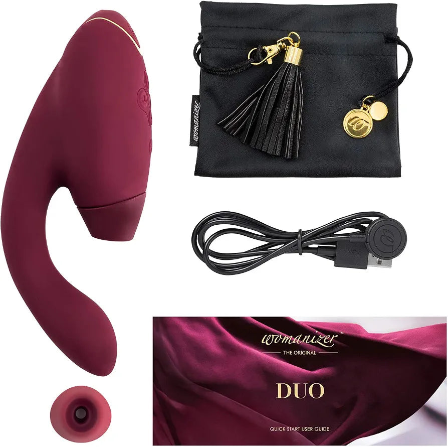 Womanizer Duo 1 Dual-Stimulation Clitoral Suction and G-Spot Vibrator in Bordeaux