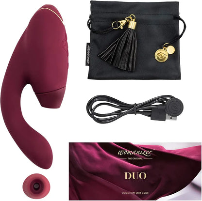 Womanizer Duo 1 Dual-Stimulation Clitoral Suction and G-Spot Vibrator in Bordeaux