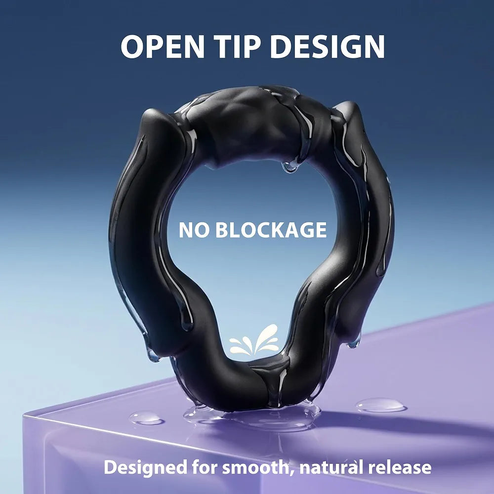 Ergonomic Silicone Penis Ring Set - 3-Piece Adjustable Erection Support with Open-Tip Design