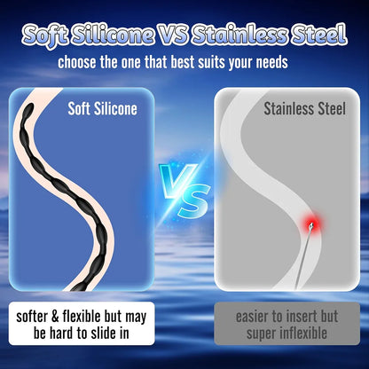 Flexible Silicone Urethral Sounding Rod and Vibrating Prostate Massager for Men