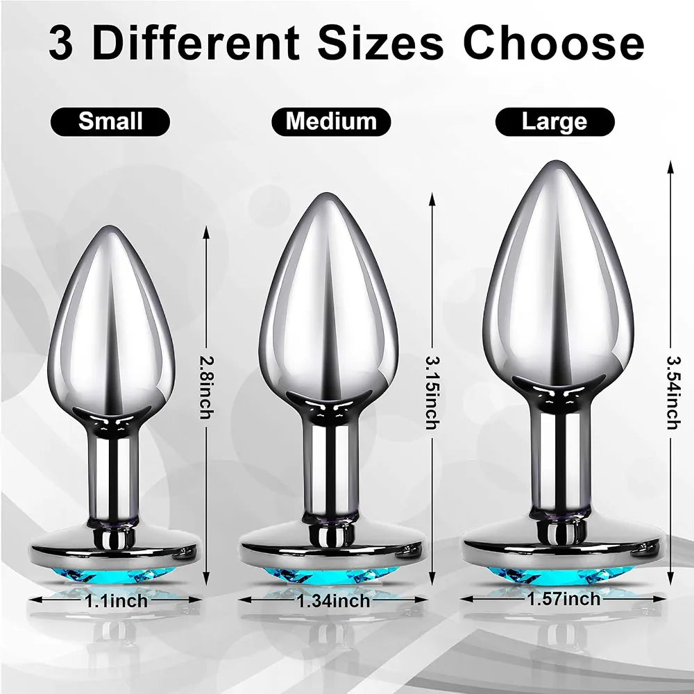 COWINOE 3-Piece Jewel Anal Plug Starter Kit for Beginners - Comfortable Training Set for Men and Women