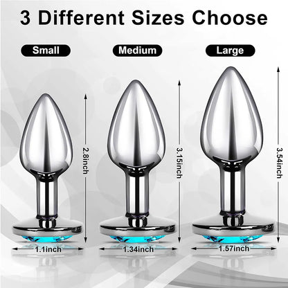COWINOE 3-Piece Jewel Anal Plug Starter Kit for Beginners - Comfortable Training Set for Men and Women