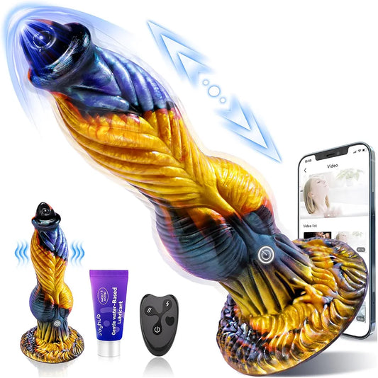 FYSHAVO 10.2" Fantasy Monster Dildo with App-Controlled Vibration, Suction Cup Base, and G-Spot Stimulation