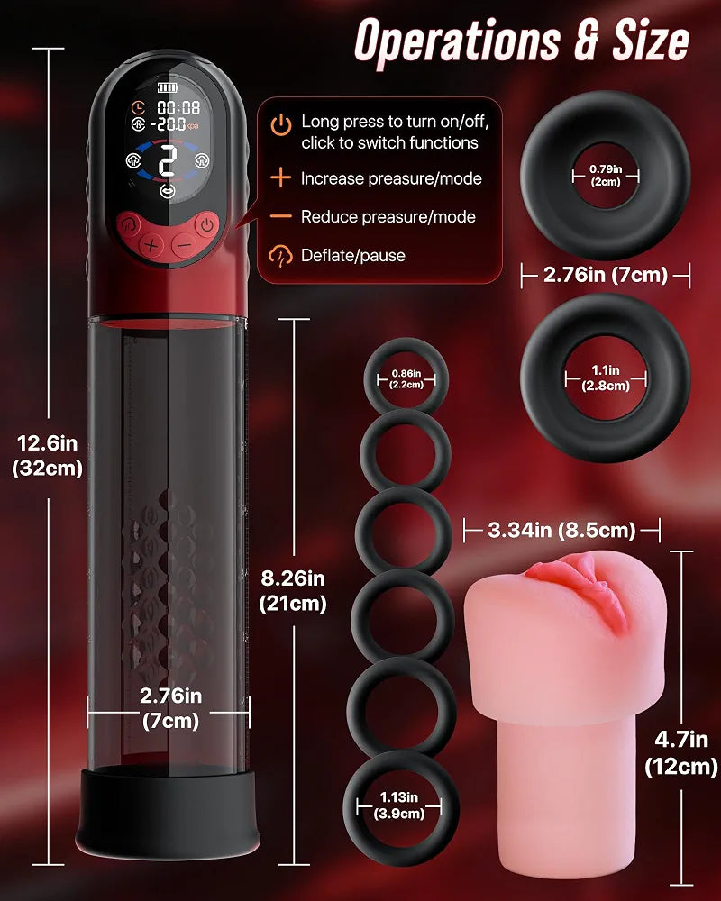 Advanced Electric Penis Pump with App Control and 6 Cock Rings for Male Training and Enhancement