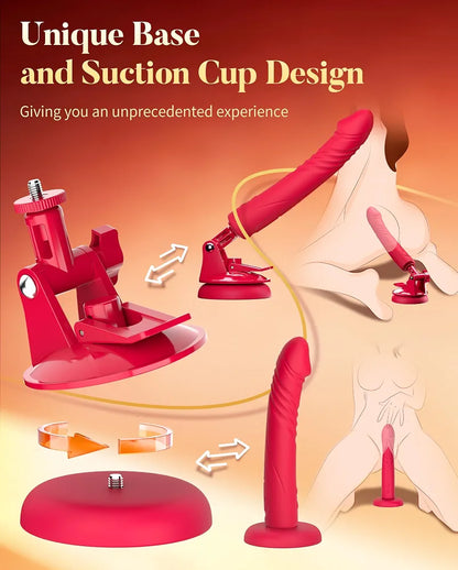 10-Mode Automatic Thrusting Dildo Machine with Detachable Vibrator and Suction Cup Base