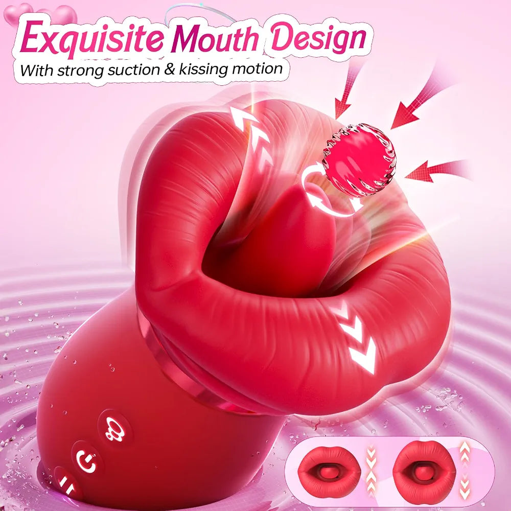 Sovokn 5-in-1 Rose Sucking Vibrator with App Control, 10 Tongue Licking Modes, and 4 Sucking Functions for Couples