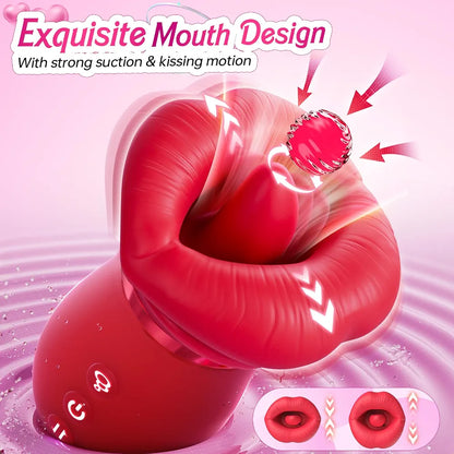 Sovokn 5-in-1 Rose Sucking Vibrator with App Control, 10 Tongue Licking Modes, and 4 Sucking Functions for Couples
