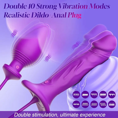 3-in-1 Couples Vibrating Dildo and Anal Plug Set for G-Spot and Prostate Stimulation