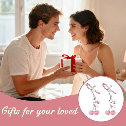 Adjustable Heart Charm Nipple Clamps for Couples - Non-Piercing Body Jewelry