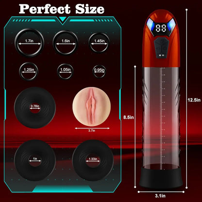 Automatic 2-in-1 Electric Penis Pump Enlarger and Masturbator with 10 Training Modes and Accessories