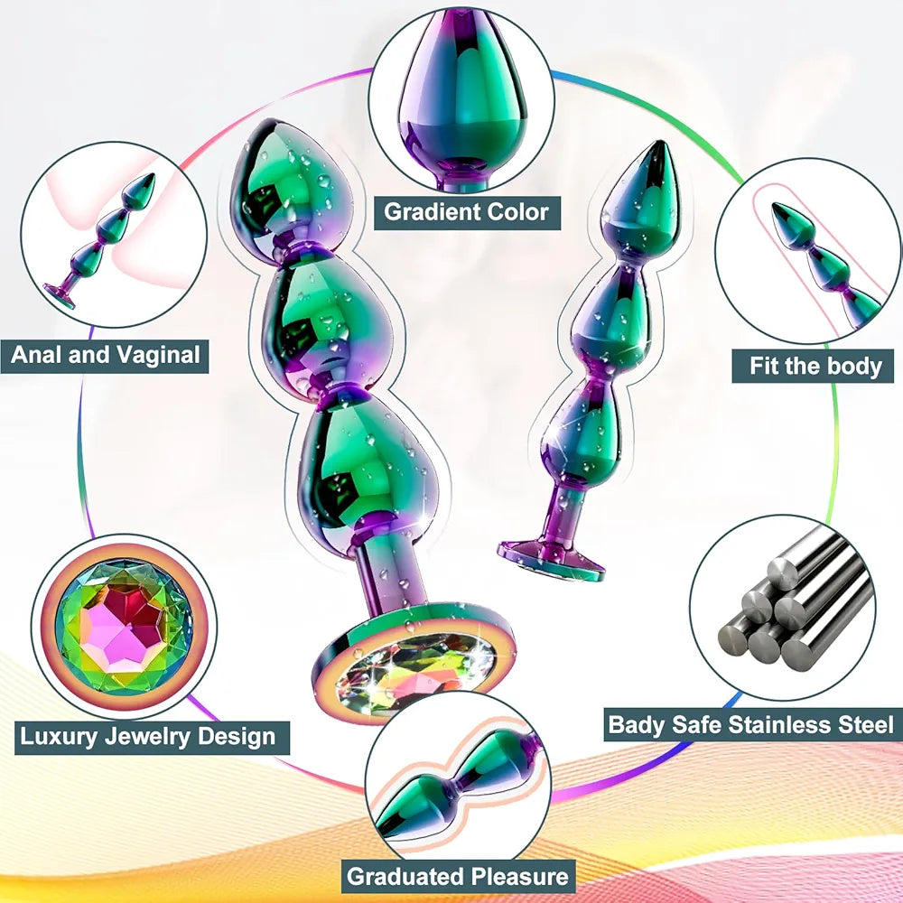 Premium Stainless Steel Graduated Anal Bead Set - 3-Piece Luxury Anal Training Kit