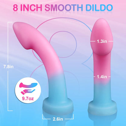 7.8-Inch Soft Liquid Silicone Dildo with Suction Cup - Versatile G-Spot and Prostate Stimulator