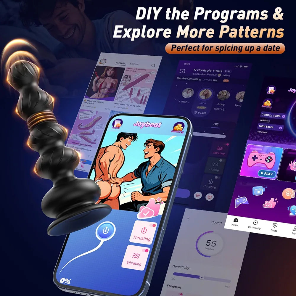 10-Mode Vibrating & Thrusting Anal Bead Trainer with Remote Control