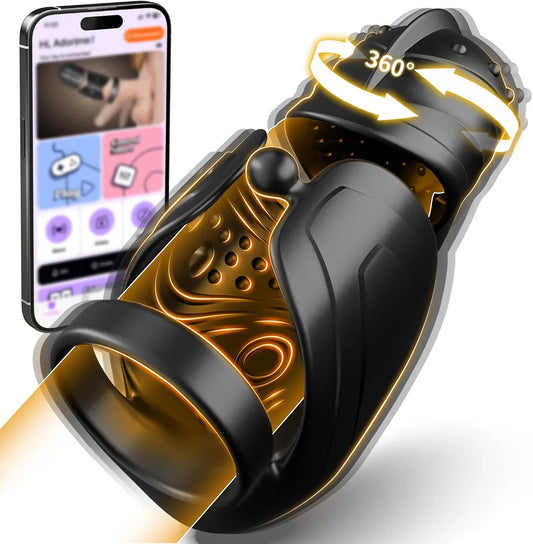 Advanced App-Controlled Male Masturbator with 10 Vibration Modes and 360° Swing Glans Training