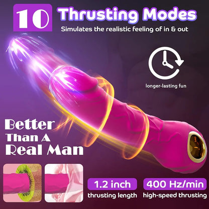 Pramtme 9-Inch Realistic Thrusting Dildo with 10 Vibration and Thrusting Modes