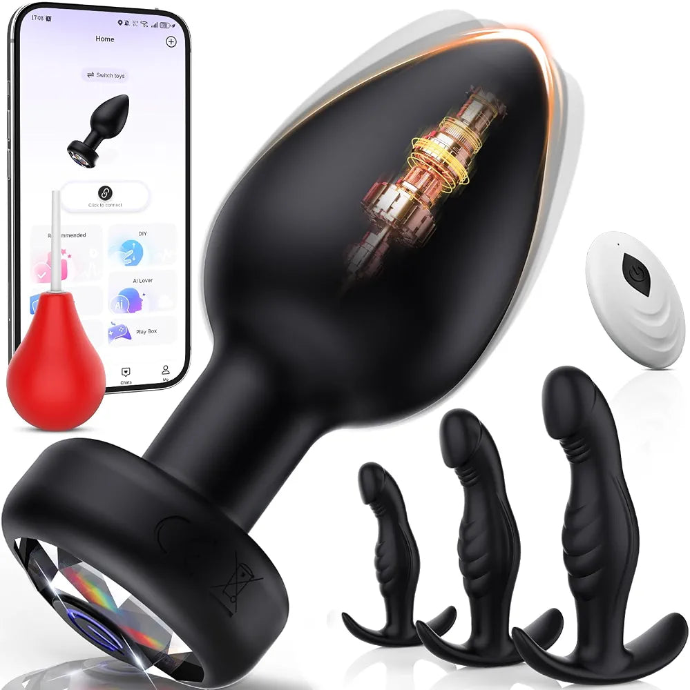 10-Mode App-Controlled Silicone Anal Training Kit with Remote and Cleaner