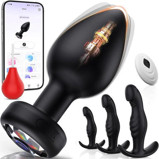 10-Mode App-Controlled Silicone Anal Training Kit with Remote and Cleaner