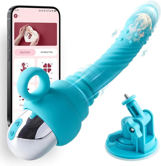 MOMONII 10.83" App-Controlled Heated Thrusting & Vibrating Dildo Machine with Suction Cup