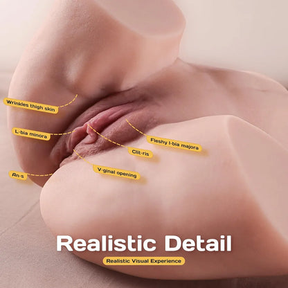 Realistic 4.5LB Dual-Channel Male Masturbator with Soft 3D Butt and Vagina/Anal Stimulation