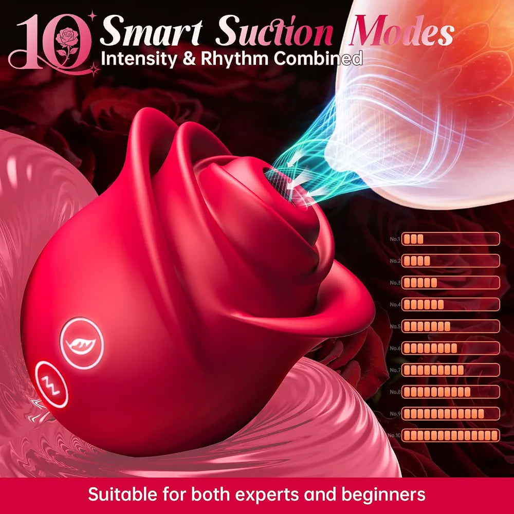 Rose-Shaped App-Controlled Clitoral Suction Vibrator with 10 Stimulation Modes