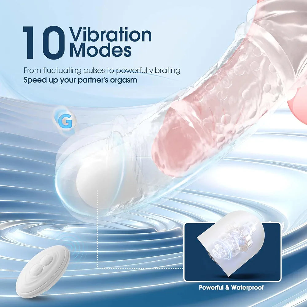 Vibrating Penis Sleeve for Couples – Adds Girth & Length, Remote Control Vibrations, Elastic Fit for Enhanced Intimacy, 2 Sets
