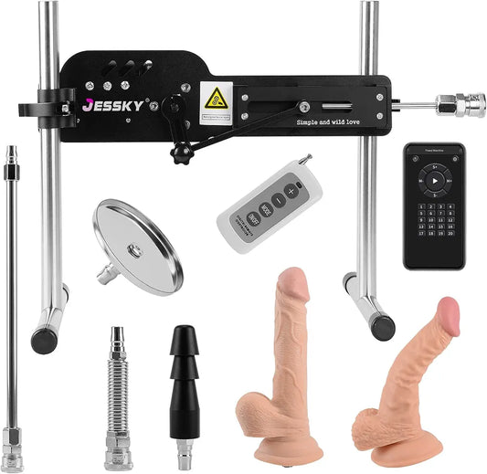 JESSKY Premium Adjustable Sex Machine with 6 Attachments and Suction Cup Base