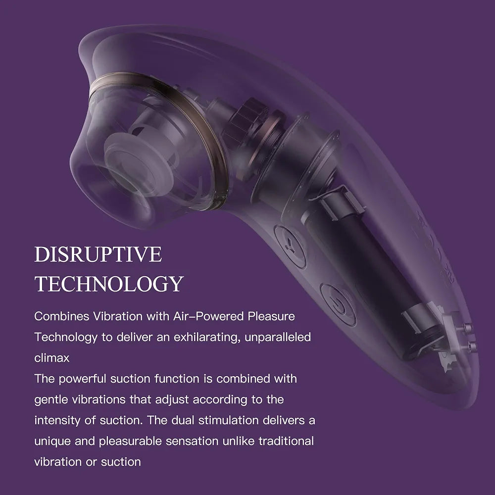 Rose-Shaped 2-in-1 Clitoral Suction and Vibration Stimulator - 9 Modes Waterproof Sex Toy for Women