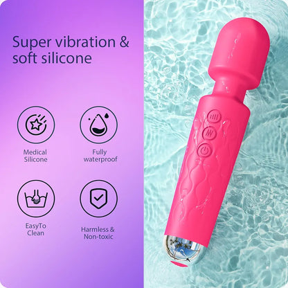 Premium 8-Speed Waterproof Wand Massager with 20 Vibration Patterns for Targeted Stimulation