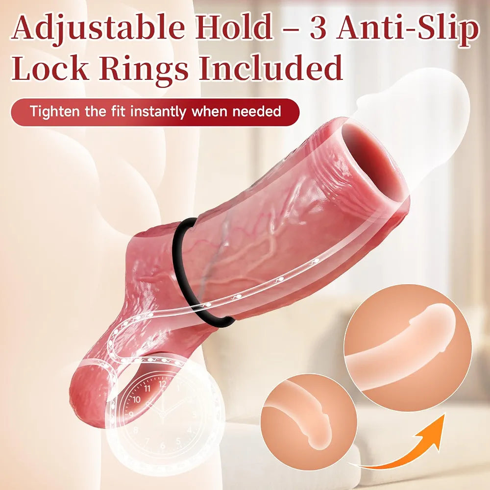 Reusable Silicone Penis Sleeve Extender and Girth Enhancer - Size M