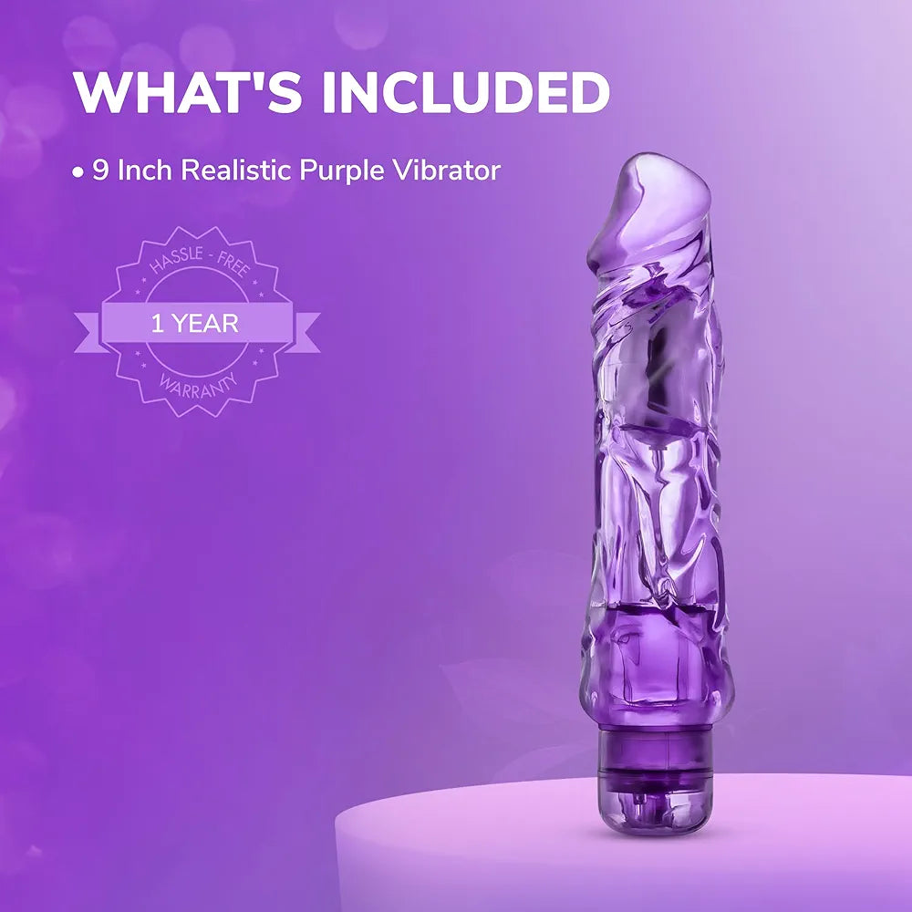 Eden 9-Inch Realistic Vibrating Dildo - Waterproof Multi-Speed Girthy Shaft Massager for Couples