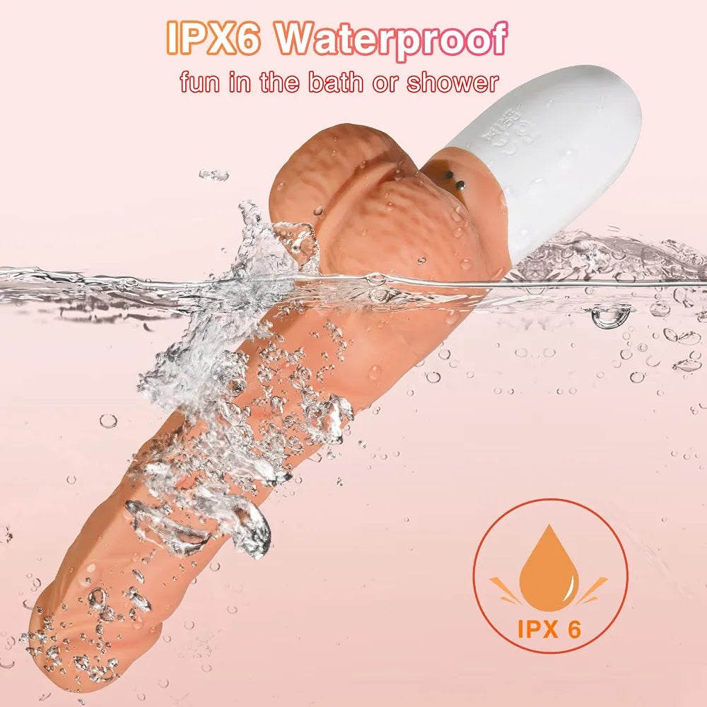 Realistic Silicone Thrusting Dildo with 10 Vibration Modes and Remote Control for G-Spot and Clitoral Stimulation