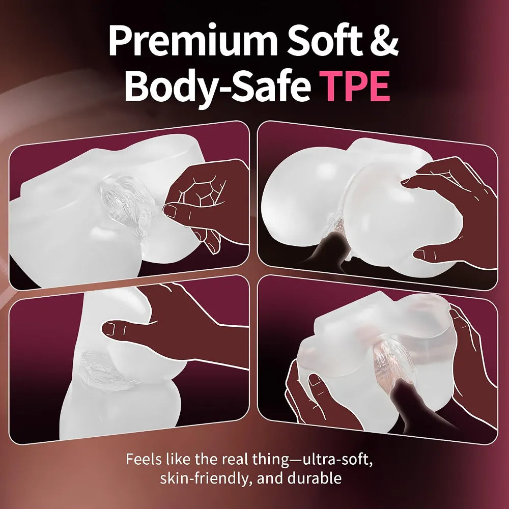 Premium Realistic 4.62LB Dual-Entry Masturbator with Soft Tactile Buttocks and Visual Vagina/Anal Stimulation