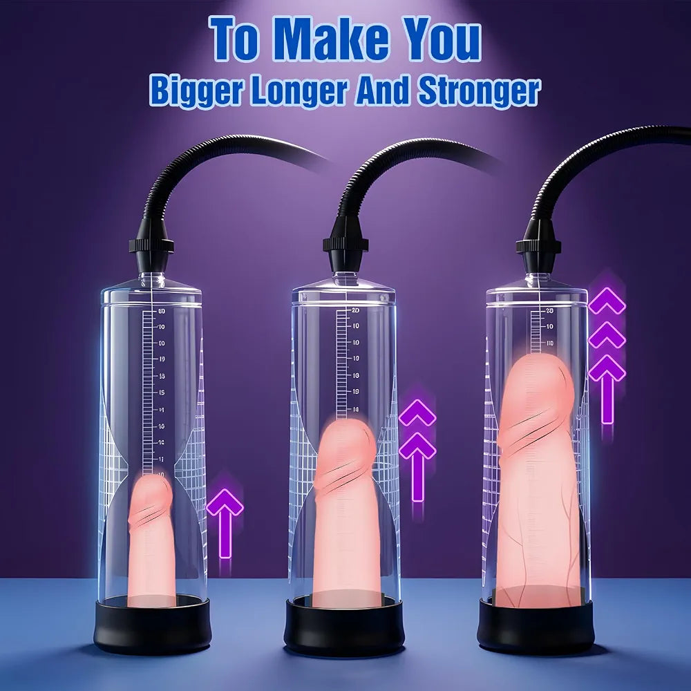 2-in-1 Manual Vacuum Penis and Clitoral Pump Kit with Cock Ring and Masturbator