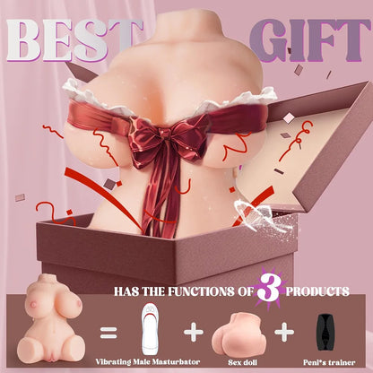 Realistic 9LB Butterfly-Labia Male Masturbator Doll with Plump Boobs