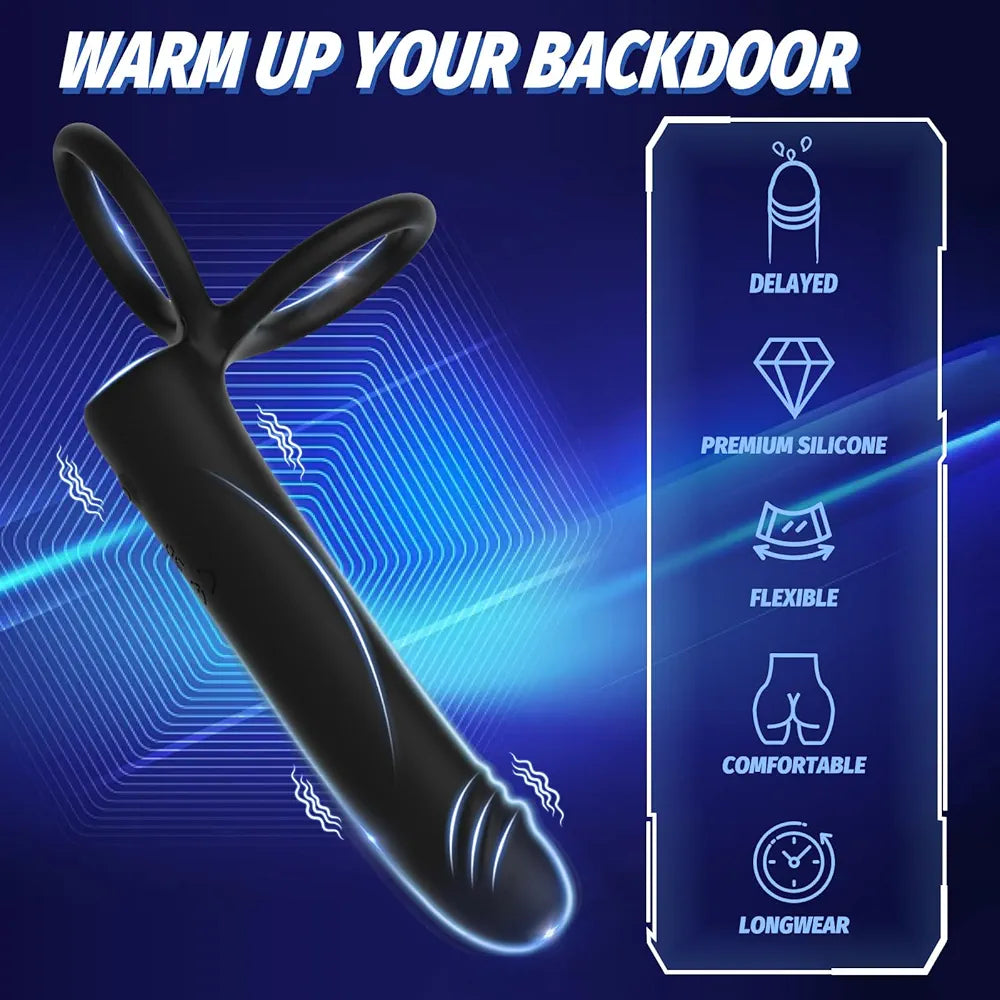 10-Mode Vibrating Dual-Action Prostate Massager and Cock Ring for Couples
